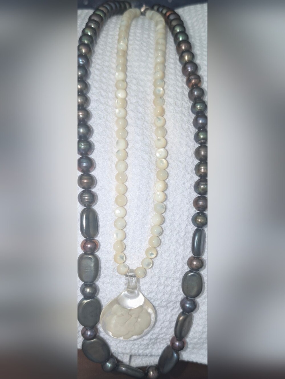 Vintage Artisan Studio Glass Layering Set - Mother of Pearl & Peacock Pearl